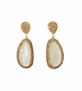 The "Odessa" White Cat's Eye & Golden Swarovski Crystal Drop Earrings