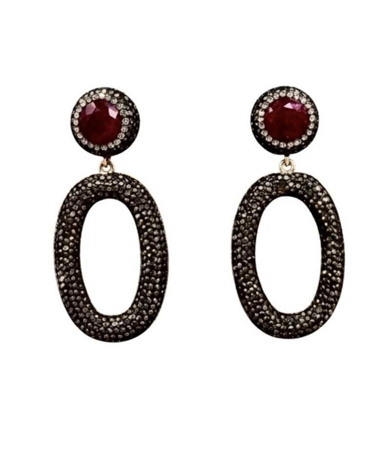 The Ruby Oval Halo Earrings
