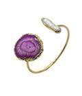The "Odessa" Purple Agate & Stick Pearl Open Cuff Bracelet