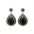 Los pendientes colgantes de ónix negro, hematita y cristal de Swarovski dorado "Odessa"