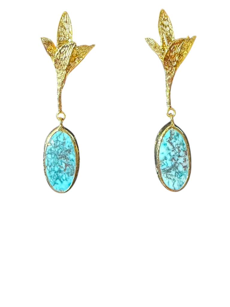 The "Calla Lily" Matrix Turquoise Drop Earrings