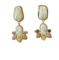 The "Odessa" Baroque Pearl & Multi-Gemstone Lotus Drop Earrings
