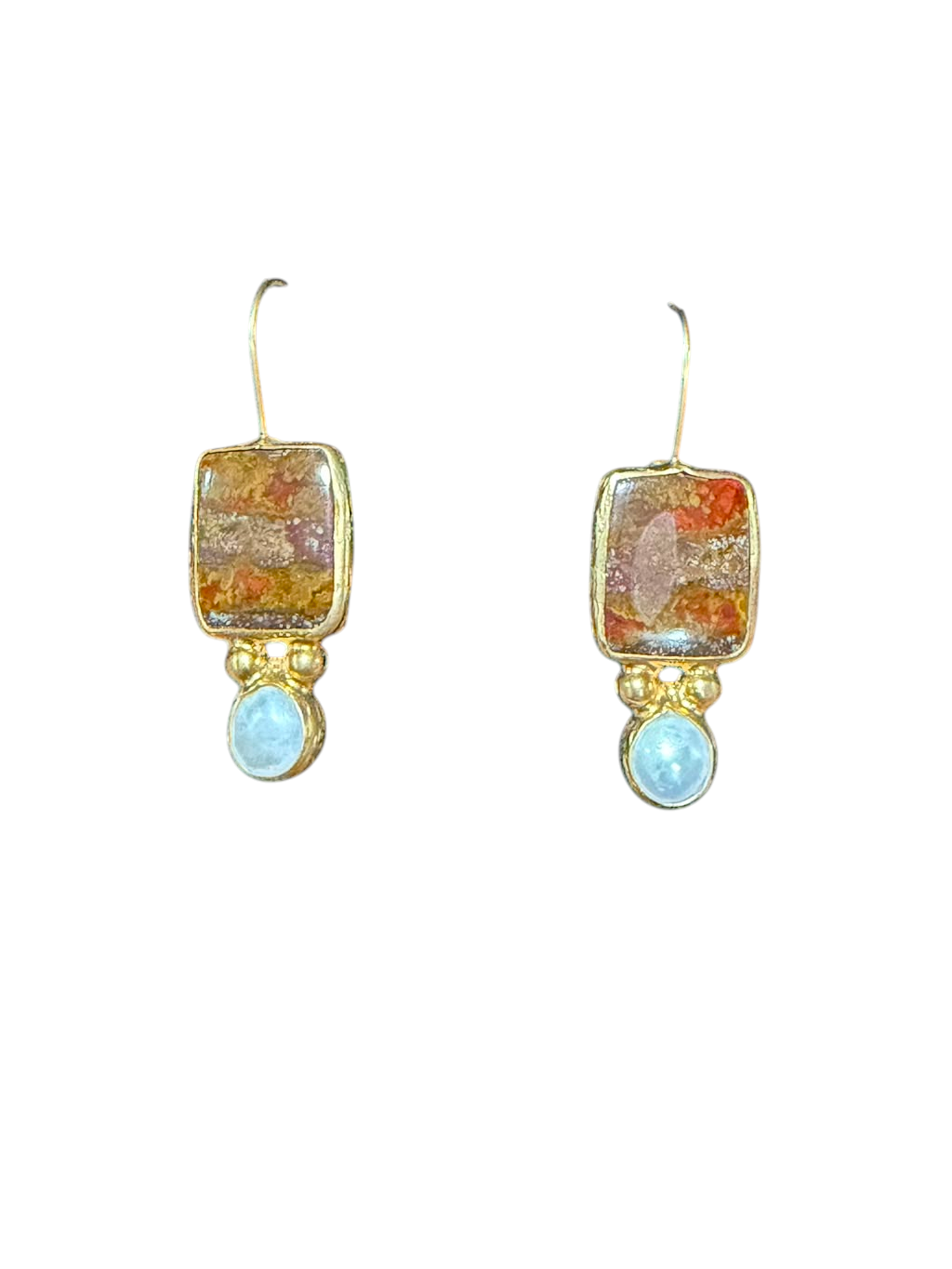 The "Eon" Stromatolite Fossil & Moonstone Drop Earrings