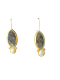 The "Vesper" Labradorite & Pearl Marquise Drop Earrings