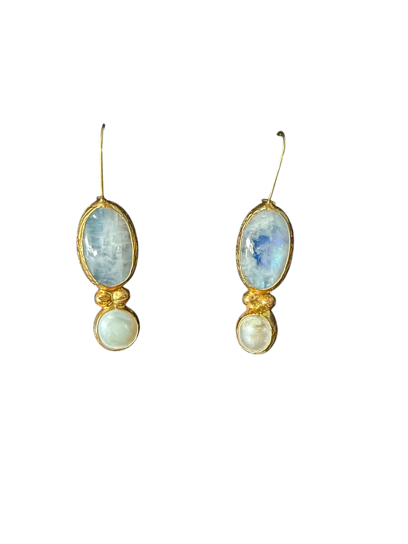 The "Luna" Rainbow Moonstone & Pearl Drop Earrings