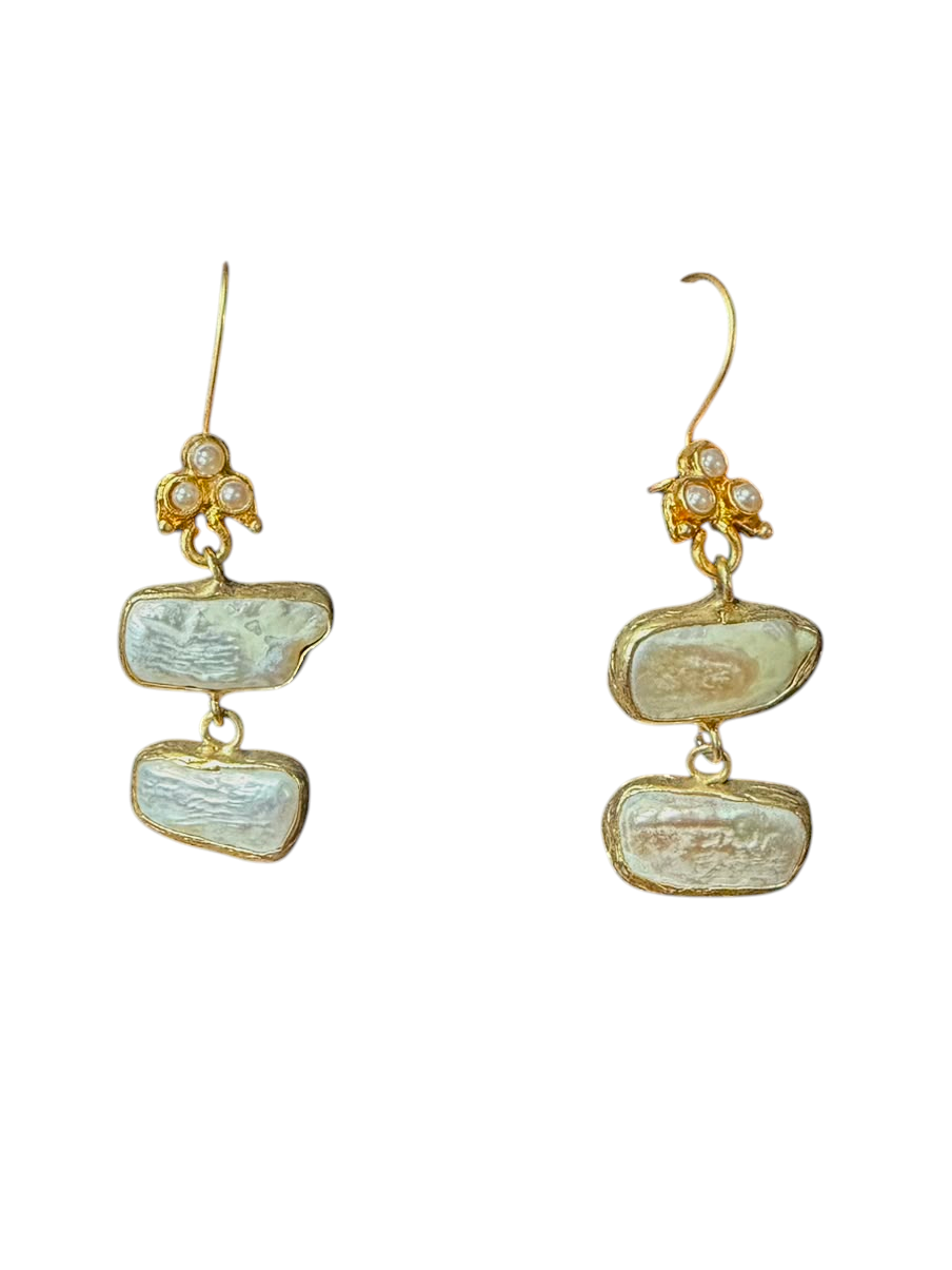 The "Aura" Tiered Baroque Pearl Drop Earrings