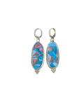 The "Sonora" Mosaic Turquoise, Coral & Spiny Oyster Huggie Drop Earrings