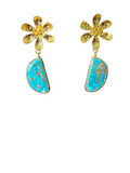 The "Blossom" Half-Moon Matrix Turquoise Drop Earrings