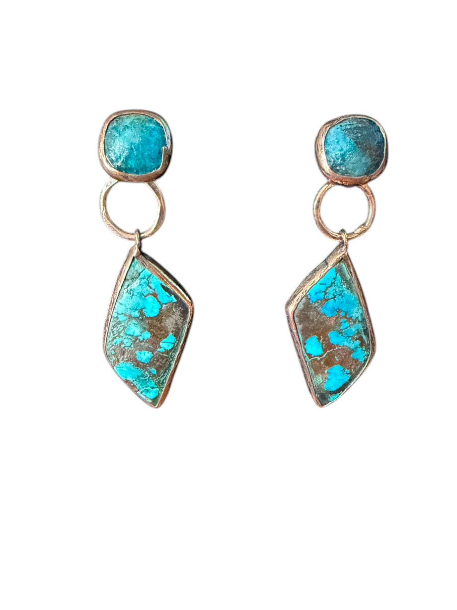 The "Desert Sky" Apatite & Matrix Turquoise Drop Earrings