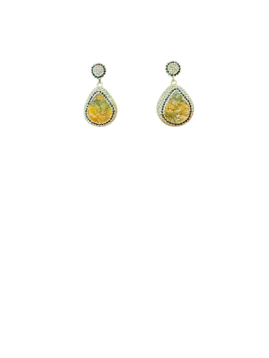 The "Odessa" Pyrite Druzy & Two-Tone Swarovski Crystal Drop Earrings