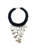 The "Sirena" Mother of Pearl, Black Onyx, & Swarovski Crystal Cascade Statement Necklace