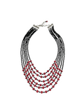 The "Valerie" Swarovski Crystal & Red Coral Multi-Strand Statement Necklace