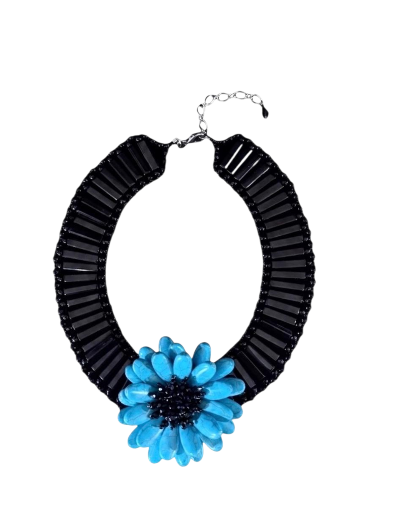 The "Indigo" Turquoise, Swarovski Crystal & Black Onyx Track Necklace