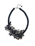 The "Calypso" Ocean Blue Swarovski Crystal Asymmetric Floral Statement Necklace