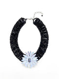 The "Aura" Swarovski Crystal & Black Onyx Lotus Statement Choker