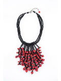 The "Crimson Cascade" Swarovski Crystal & Coral Cluster Statement Necklace