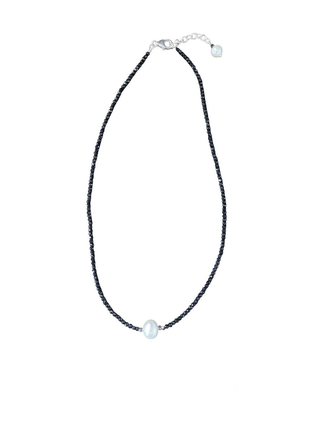 The "Midnight Luminous" Black Spinel & Freshwater Pearl Choker Necklace