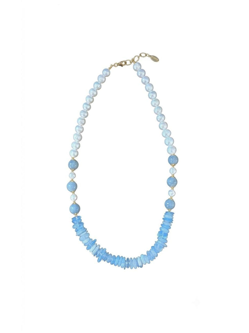 The "Odessa" Freshwater Pearl & Aquamarine Collar Necklace