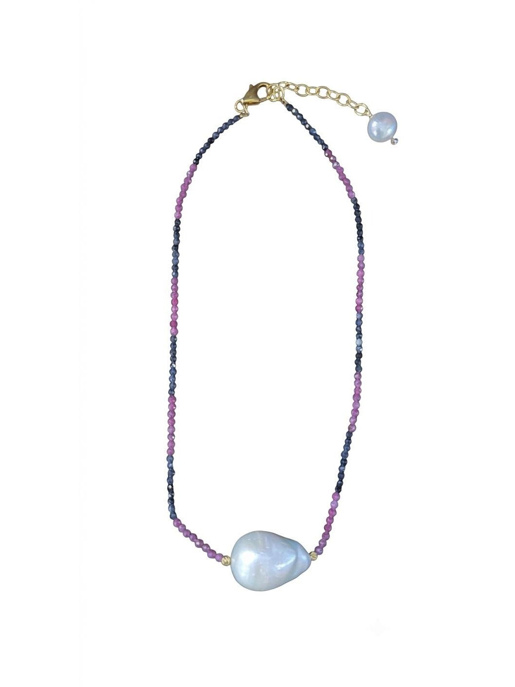 The "Imperial Luminous" Ruby, Sapphire & Baroque Pearl Choker Necklace