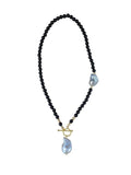 The "Odessa" Baroque Pearl & Black Onyx Front-Toggle Necklace