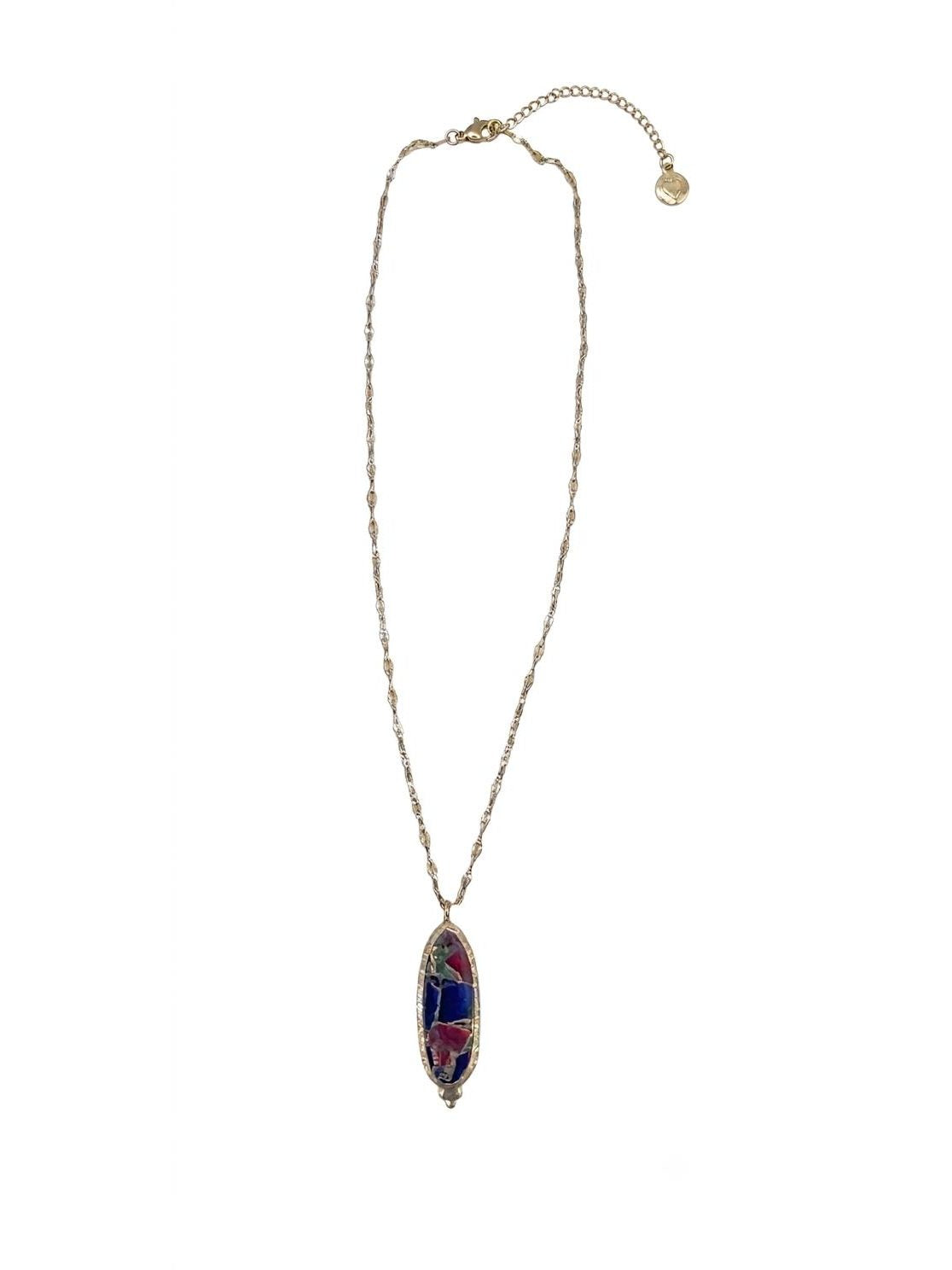 The "Zeta" Oval Precious Gemstone Mosaic Necklace