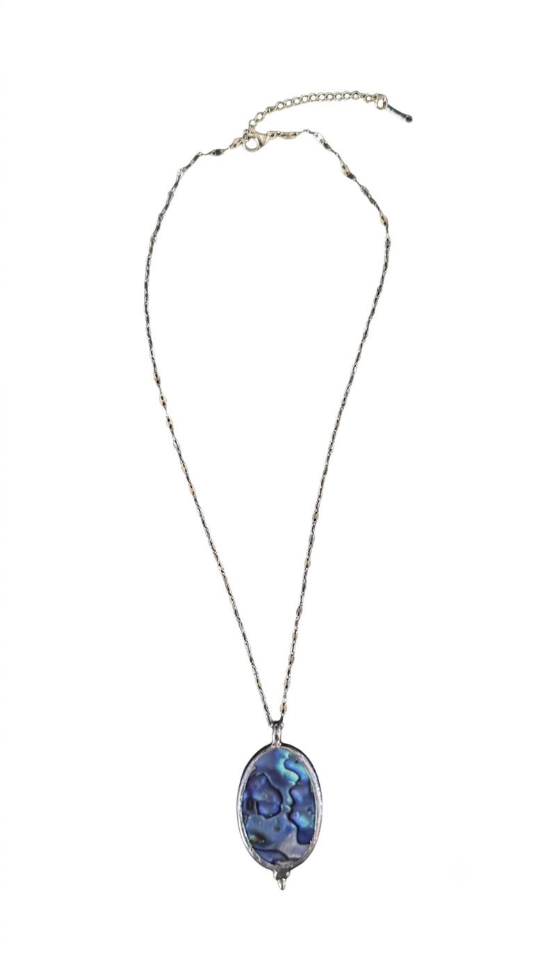 The "Celeste" Oval Abalone Pendant Necklace