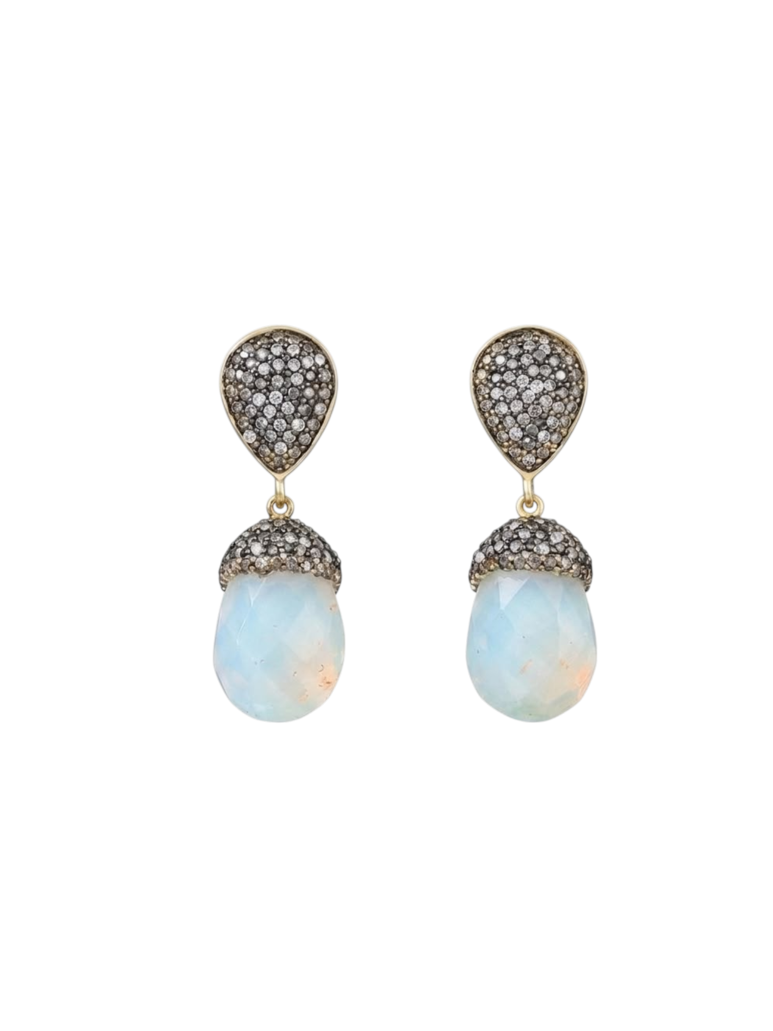 The "Odessa" Opalite, Hematite & Swarovski Crystal Drop Earrings