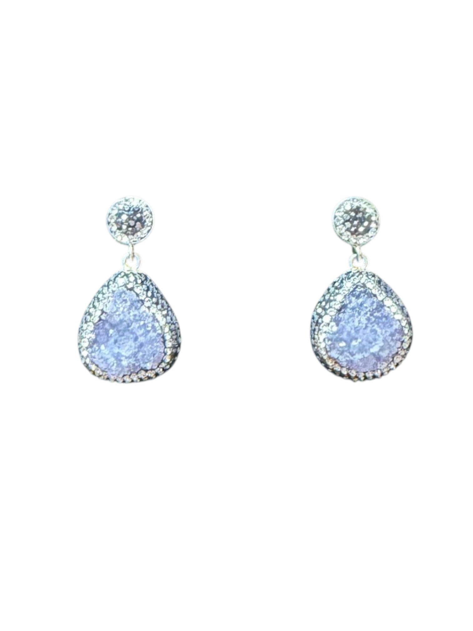 The "Aura" Druzy Quartz & Pavé Halo Drop Earrings