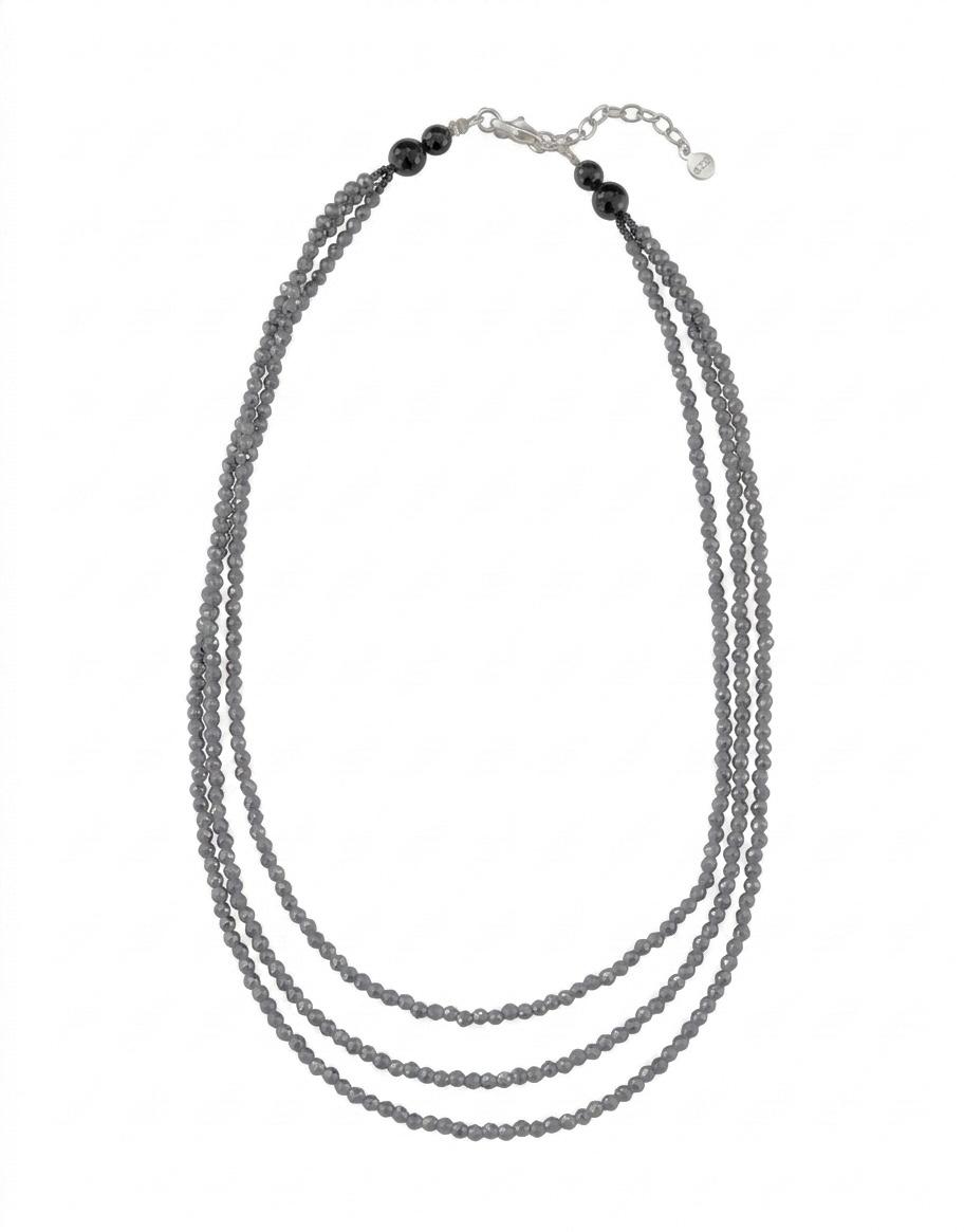 The "Odessa" Layered Hematite Multi-Strand Statement Necklace