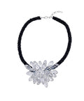 The "Lotus" Clear & Black Swarovski Crystal Flower Necklace