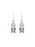 The "Moonlight Bloom" Rose Quartz & Amethyst Drop Earrings
