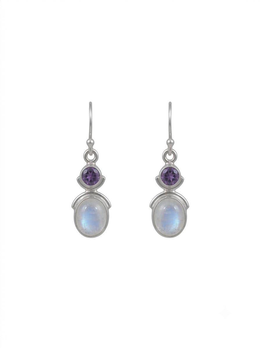 The "Gentle Bloom" Rose Quartz & Amethyst Drop Earrings
