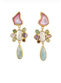 The "Pink Agate Bloom" Agate & Multi-Gem Drop Earrings