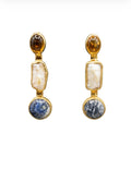 The "Amber Glow" Amber, Pearl & Iolite Drop Earrings