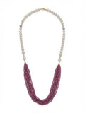 The "Ruby Tassel" Freshwater Pearl & Ruby Multi-Strand Necklace