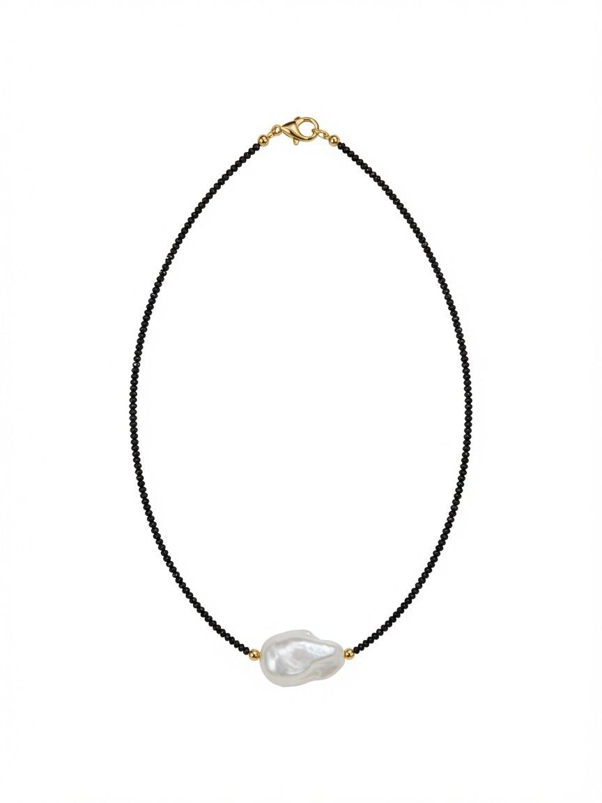 The "Black Spinel Pearl" Single-Strand Baroque Pearl Necklace
