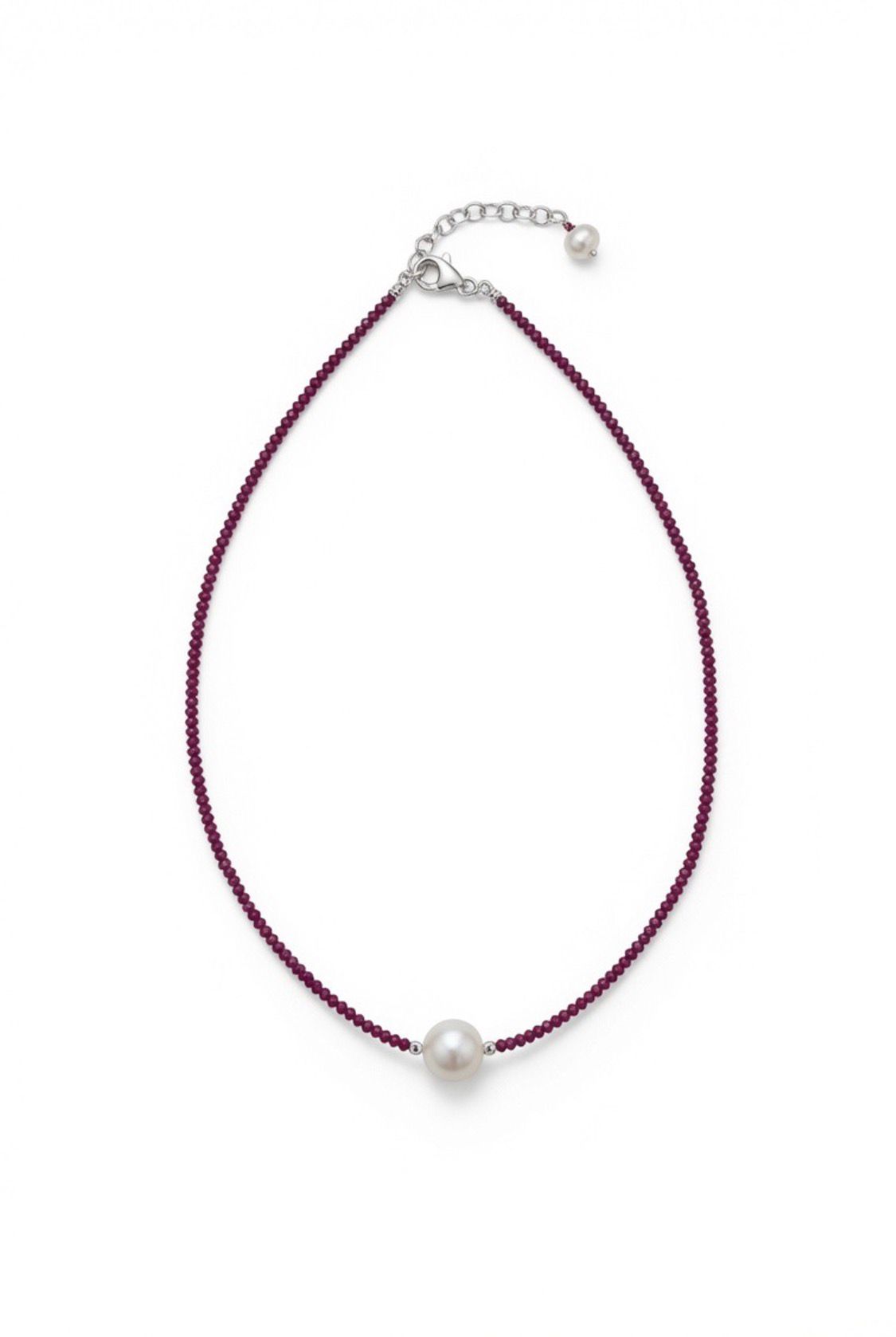 The "Ruby Bloom" Pearl & Ruby-Red Beaded Choker Necklace