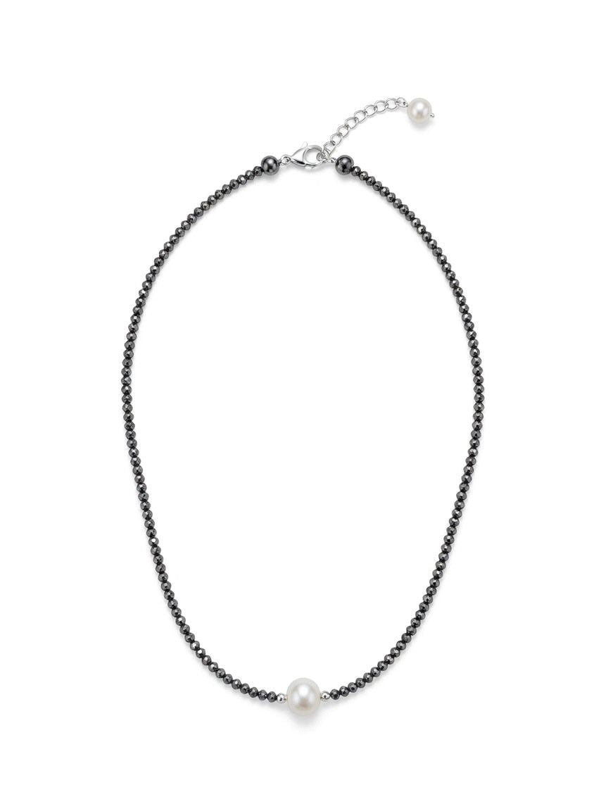 The "Hematite Pearl" Single-Strand Freshwater Pearl Necklace