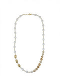 The "Citrine Sun" Asymmetric Teardrop Pearl & Citrine Quartz Statement Necklace