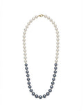 Minimalist Two-Tone White & Tahitian Grey Pearl Color-Block Necklace