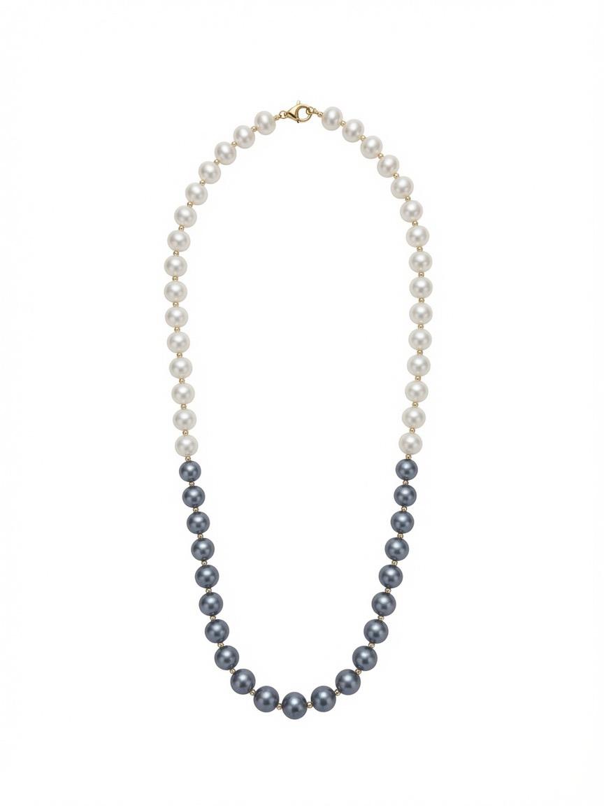 Minimalist Two-Tone White & Tahitian Grey Pearl Color-Block Necklace