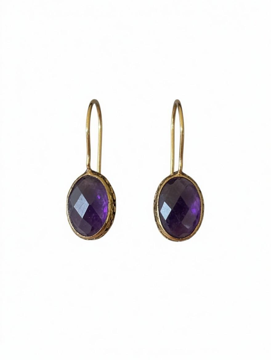 Los pendientes de gota de amatista facetada "Vesper"
