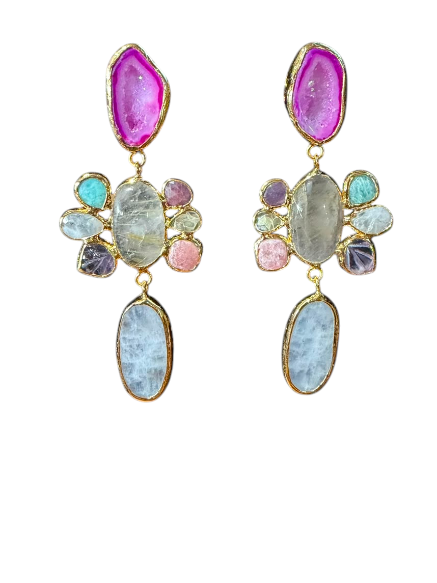 The "Elysian" Pastel Multi-Gemstone Chandelier Earrings