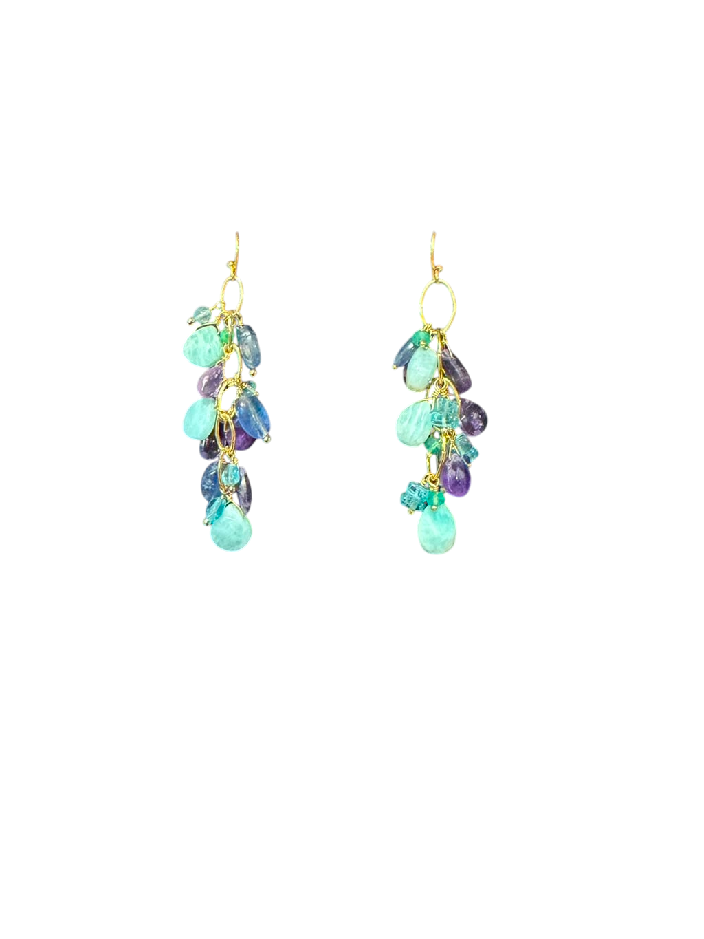 The "Calypso" Cascading Pastel Gemstone Cluster Earrings