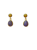 The "Odessa" Faceted Blue Sapphire & Hammered Gold Drop Earrings