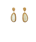 The "Odessa" White Cat's Eye & Golden Swarovski Crystal Drop Earrings