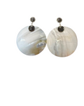 The "Odessa" Mother of Pearl, Hematite & Clear Swarovski Crystal Statement Drop Earrings