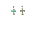 The "Odessa" Emerald & Hematite Cross Drop Earrings