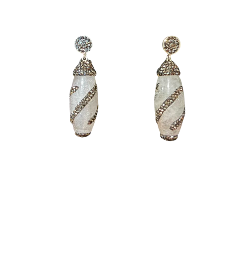 The "Odessa" Clear Quartz & Hematite Ribbon Drop Earrings