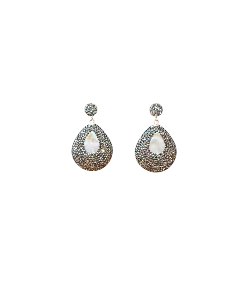The "Odessa" Freshwater Pearl & Hematite Statement Teardrop Earrings